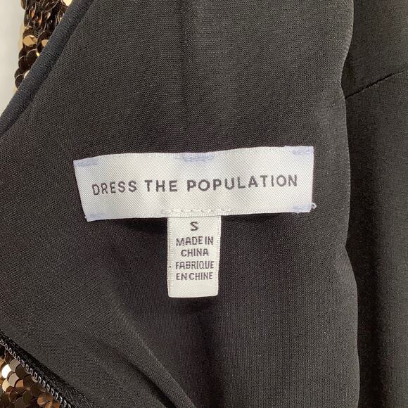 Dress the Population Size Small Natalie Gold Sequin Cocktail Party Dress G7-2 - Picture 4 of 9